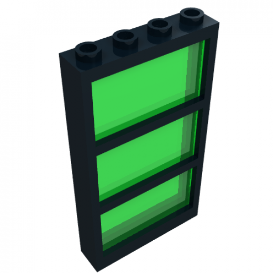 Window 1 x 4 x 6 Frame with 3 Panes, Fixed Glass with Trans-Green Glass