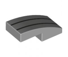 Slope, Curved 2 x 1 with 2 Silver Lines Pattern