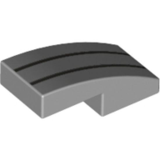 Slope, Curved 2 x 1 with 2 Silver Lines Pattern
