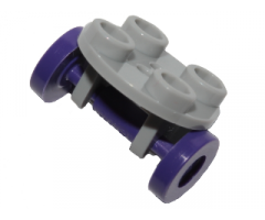 Plate, Round 2 x 2 Thin with Wheel Holder and Dark Purple Trolley Wheels (2655 / 2496)