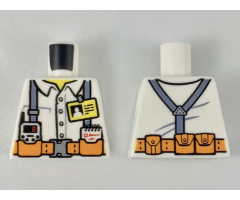 Torso Town Miners White Shirt with Dark Gray Suspender Straps Pattern with Radio, Notebook and ID Badge