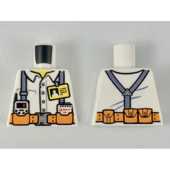 Torso Town Miners White Shirt with Dark Gray Suspender Straps Pattern with Radio, Notebook and ID Badge