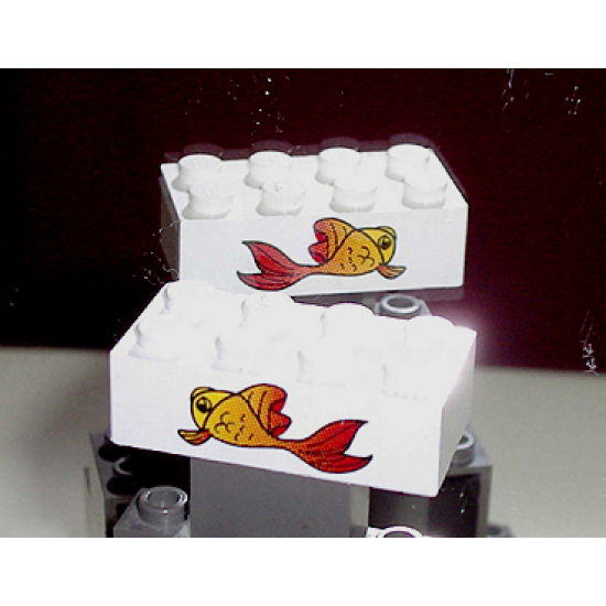 Brick 2 x 4 with Fish Pattern on Both Sides (Stickers) - Set 4178