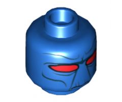 Minifigure, Head Alien with Narrow Set Red Eyes and Black Facial Features Pattern (Cad Bane) - Hollow Stud