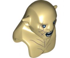 Minifigure, Head, Modified Azog with Dark Tan Markings on Face and Chest, Light Blue Eyes and Wide Open Mouth Pattern