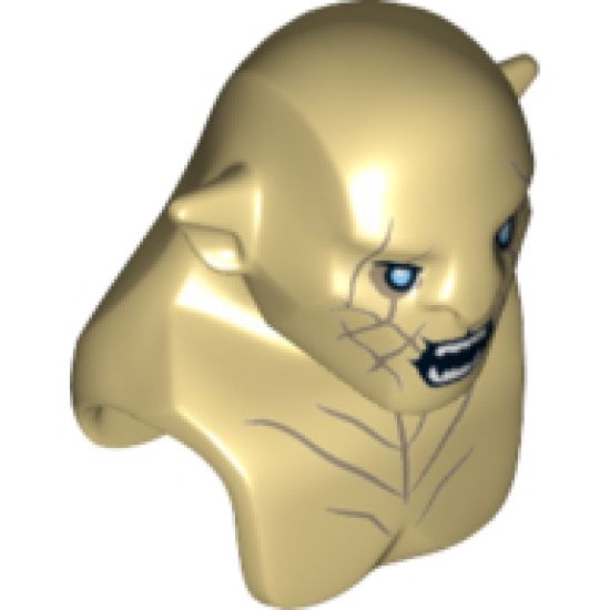 Minifigure, Head, Modified Azog with Dark Tan Markings on Face and Chest, Light Blue Eyes and Wide Open Mouth Pattern