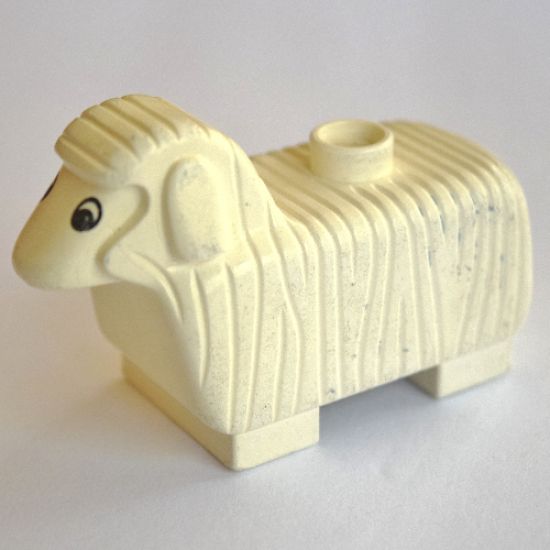 Duplo, Animal Sheep with Flat Ears, Black and White Eyes Pattern