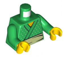Torso Ninjago Kimono with White Belt and Dots Pattern / Green Arms / Yellow Hands