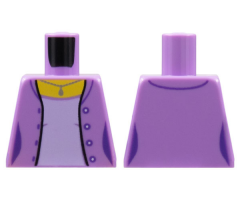 Torso Female Open Jacket with 4 Buttons, Silver Pendant Necklace, Lavender Shirt Pattern