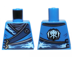 Torso Ninjago Robe with Silver Buckles and Lightning Power Emblem Pattern