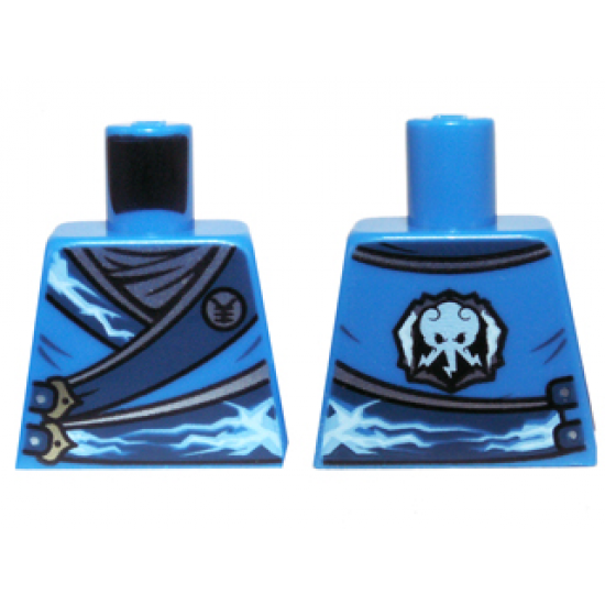 Torso Ninjago Robe with Silver Buckles and Lightning Power Emblem Pattern