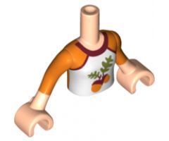 Mini Doll, Torso Friends Girl Orange Shirt with White Front and Acorns with Leaves Pattern, Light Nougat Arms with Hands with Orange Sleeves