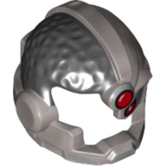 Minifigure, Headgear Helmet Cyborg Side Open with Black Top Side, Red Eye and Red Dot Pattern