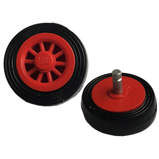 Wheel & Tire Assembly Spoked 2 x 2 with Stud, with Black Tire Smooth - Small (bb0019 / 132old)