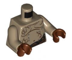 Torso Bare Chest with Body Lines and Waistband Pattern / Dark Tan Arms / Reddish Brown Hands