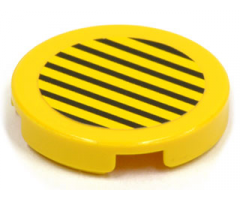 Tile, Round 2 x 2 with Black Stripes on Yellow Background Pattern (Sticker) - Set 6557