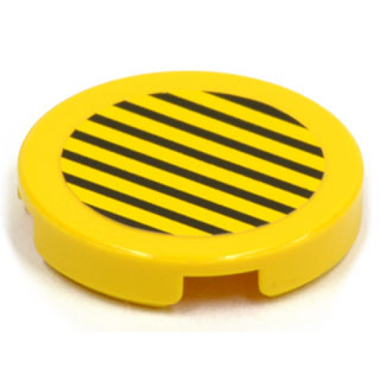 Tile, Round 2 x 2 with Black Stripes on Yellow Background Pattern (Sticker) - Set 6557