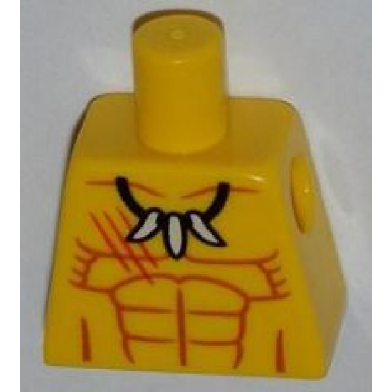 Torso Bare Chest with Muscles Outline and Tooth Necklace Pattern