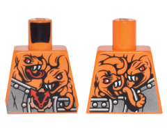 Torso Ninjago Armor with Rivets, Clock and 4 Orange Snakes with Red Eyes and White Fangs Pattern
