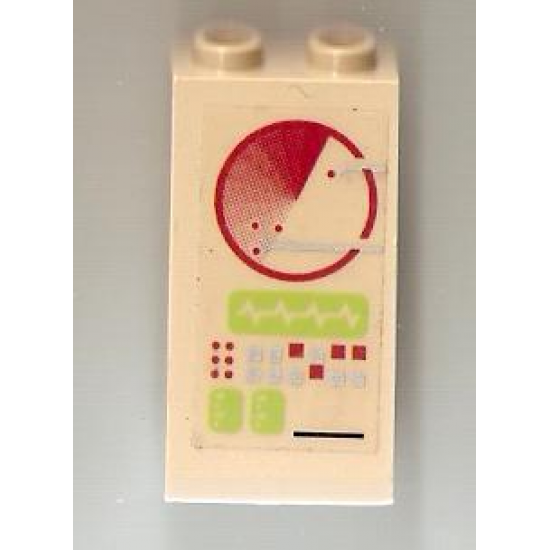 Slope 75 2 x 2 x 3 - Hollow Studs with Dark Red Radar Screen and Dark Red and Silver Buttons Pattern (Sticker) - Set 7476