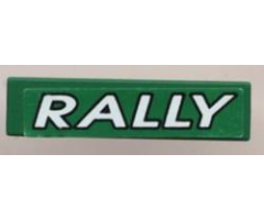 Tile 1 x 4 with 'RALLY' White on Green Background Pattern (Sticker) - Set 6550