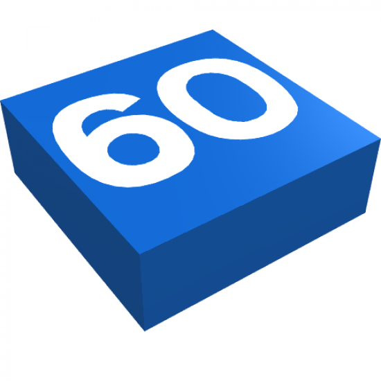 Tile 1 x 1 with White '60' Pattern