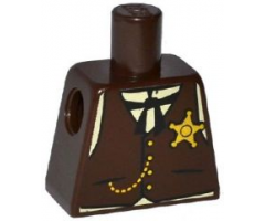 Torso Western Sheriff Star Badge, Vest, Gold Chain, Black Tie Pattern