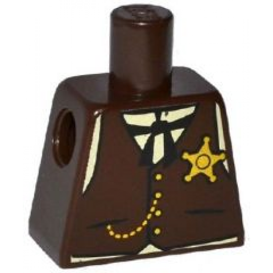 Torso Western Sheriff Star Badge, Vest, Gold Chain, Black Tie Pattern