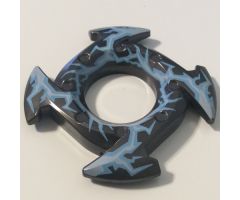 Ring 4 x 4 with 2 x 2 Hole and 4 Arrow Ends with Medium Blue and White Lightning Pattern (Ninjago Spinner Crown)