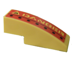 Slope, Curved 3 x 1 with 'DANGER' and Black Dots Right Pattern (Sticker) - Set 7776