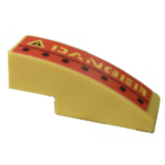 Slope, Curved 3 x 1 with 'DANGER' and Black Dots Right Pattern (Sticker) - Set 7776