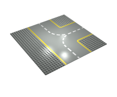 Baseplate, Road 32 x 32 9-Stud T Intersection with Yellow Lines Pattern