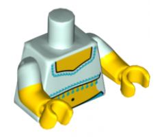 Torso Fringed Crop Top Pattern (Genie) / Yellow Arms with Light Aqua Short Sleeves Pattern / Yellow Hands