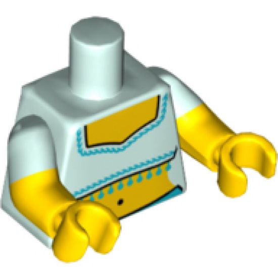 Torso Fringed Crop Top Pattern (Genie) / Yellow Arms with Light Aqua Short Sleeves Pattern / Yellow Hands