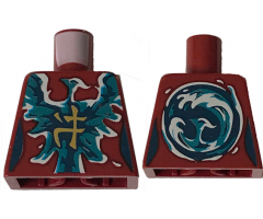 Torso Ninjago Female Dark Blue and Dark Azure Electric Phoenix and Yellow Ninjago Logogram 'Water' Pattern