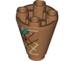 Cone 2 x 2 x 2 Inverted with Waffle, Arms, Turquoise Collar, White Shirt and Gold Tie Pattern