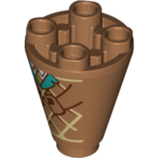 Cone 2 x 2 x 2 Inverted with Waffle, Arms, Turquoise Collar, White Shirt and Gold Tie Pattern