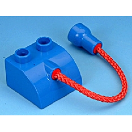 Duplo, Brick 2 x 2 with Curved Top and Hole Connector with Rope Long