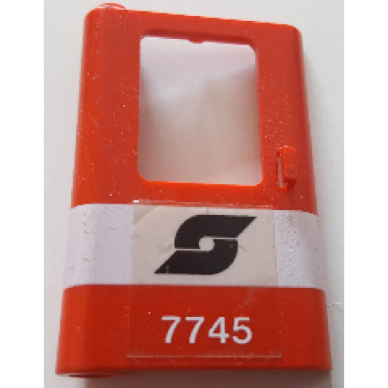 Door 1 x 4 x 5 Train Left with White Stripe and Austrian Railways Logo and '7745' Pattern (Sticker) - Set 7745