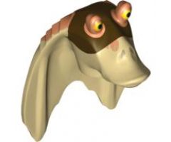 Minifigure, Head, Modified SW Gungan Flat Eyes with Nougat Top and Dark Brown Mask Pattern