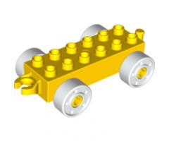 Duplo, Vehicle Car Base 2 x 6 with White Wheels with Fake Bolts and Open Hitch End