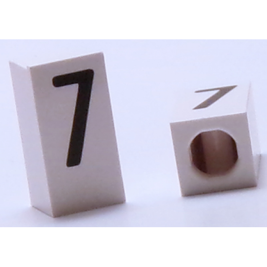 Tile, Modified 1 x 2 x 5/6 with Stud Hole in End and Black '7' Pattern