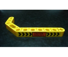 Technic, Liftarm 1 x 11.5 Double Bent Thick with Black Chevrons and 'CAUTION! PARACHUTE' Pattern (Sticker) - Set 8146