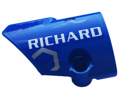Technic, Panel Fairing # 1 Small Smooth Short, Side A with White 'RICHARD' and Silver Race Pattern (Sticker) - Set 42123