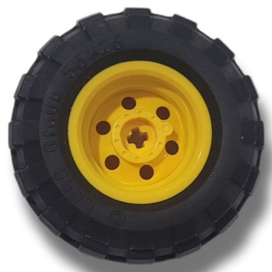 Wheel & Tire Assembly 30.4mm D. x 20mm with No Pin Holes and Reinforced Rim with Black Tire 56 x 26 Balloon (56145 / 55976)