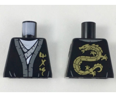 Torso Robe with Dark Bluish Gray Hem, Gold Ninjago Logogram 'MAS', Light Bluish Gray Tunic Pattern