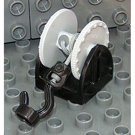 Duplo Hose Reel Holder 2 x 2 with Light Bluish Gray Drum, Black Tow Hook, String