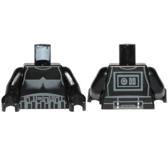 Torso SW Armor Shadow Trooper, Long Line on Back Pattern / Black Arms / Black Hands