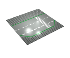 Baseplate, Road 32 x 32 3 Lane with Green Lines, White Dashed Lines, and Crosswalk Pattern
