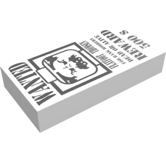 Tile 1 x 2 with 'WANTED' 500 Reward Poster Pattern